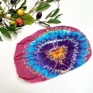 Hippy tie dyed boho headband w retro midcentury Gypsy vibe